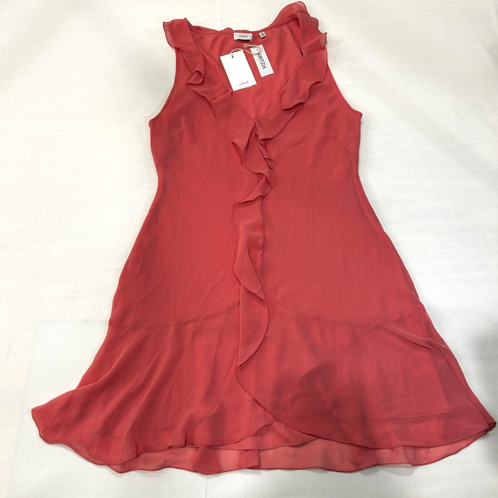 Aritzia Wilfred Hera Dress in Petunia Pink Fete Chiffon Women’s Size M.